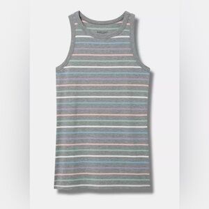 #x953 - Torrid Ribbed High Neck Tank Top Anchor Stripe Heather Gray Multi Pastel